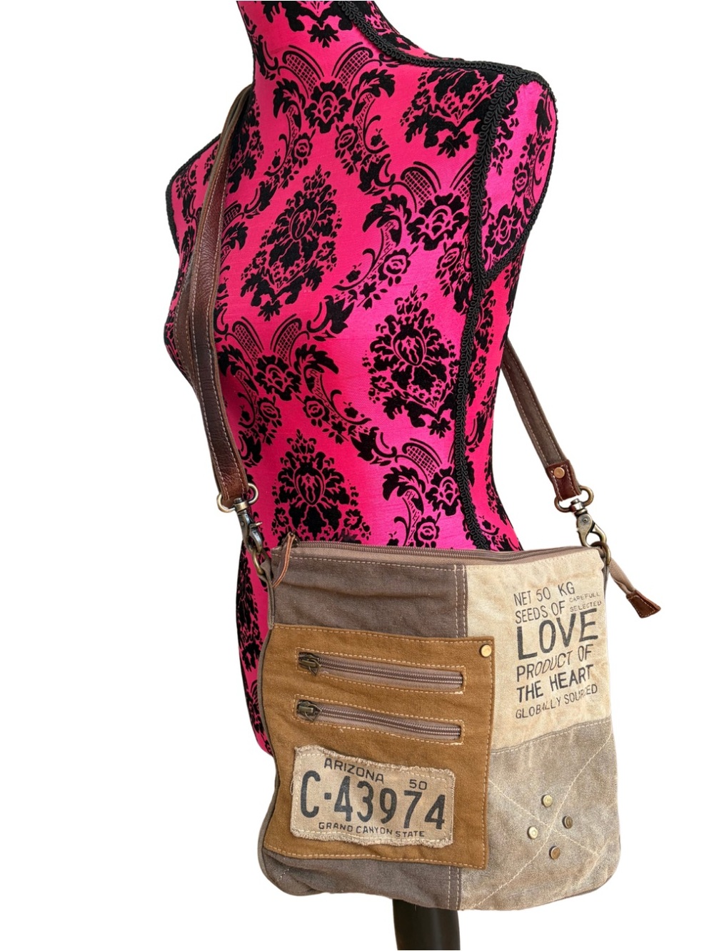 Myra Bag Seeds of Love Canvas Crossbody Bag Western Boho - Picture 2 of 11